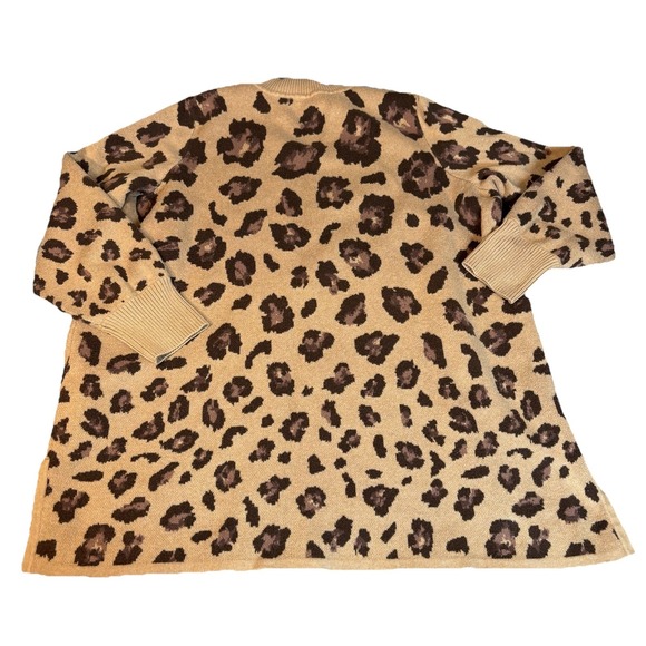 Isaac MIZRAHI Live Women's Sweater 1X Pullover Brown Leopard Print Mob Wife Cozy - Picture 7 of 8